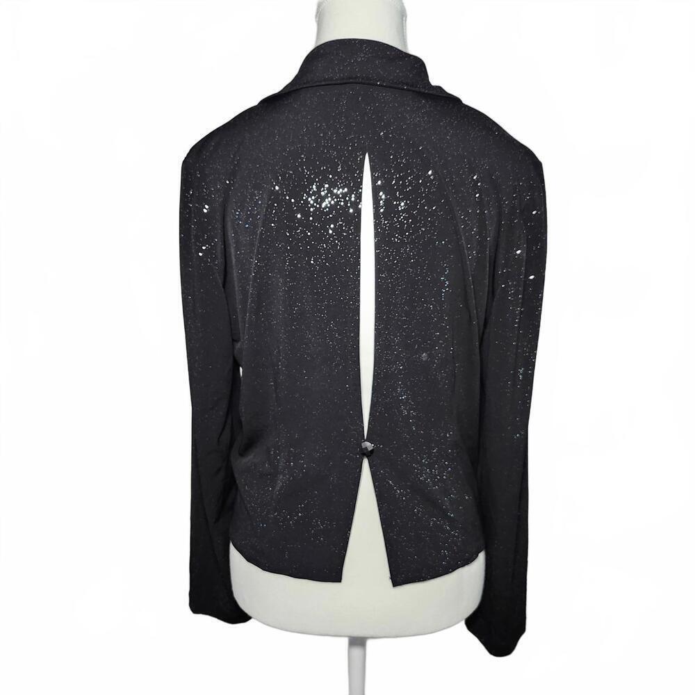 Perceptions New York Women's Black Blouse Sparkle Button Front Size 10 - Picture 2 of 8